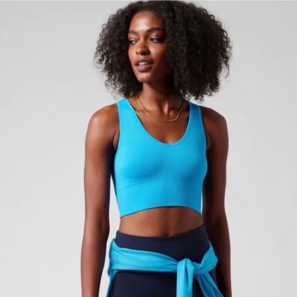 Athleta Aurora Seamless Crop Rib Tank Santorini Blue